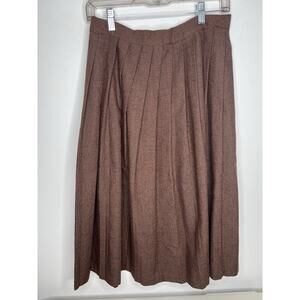 Vintage Sears Women’s Pleated Brown Midi Skirt Size Medium